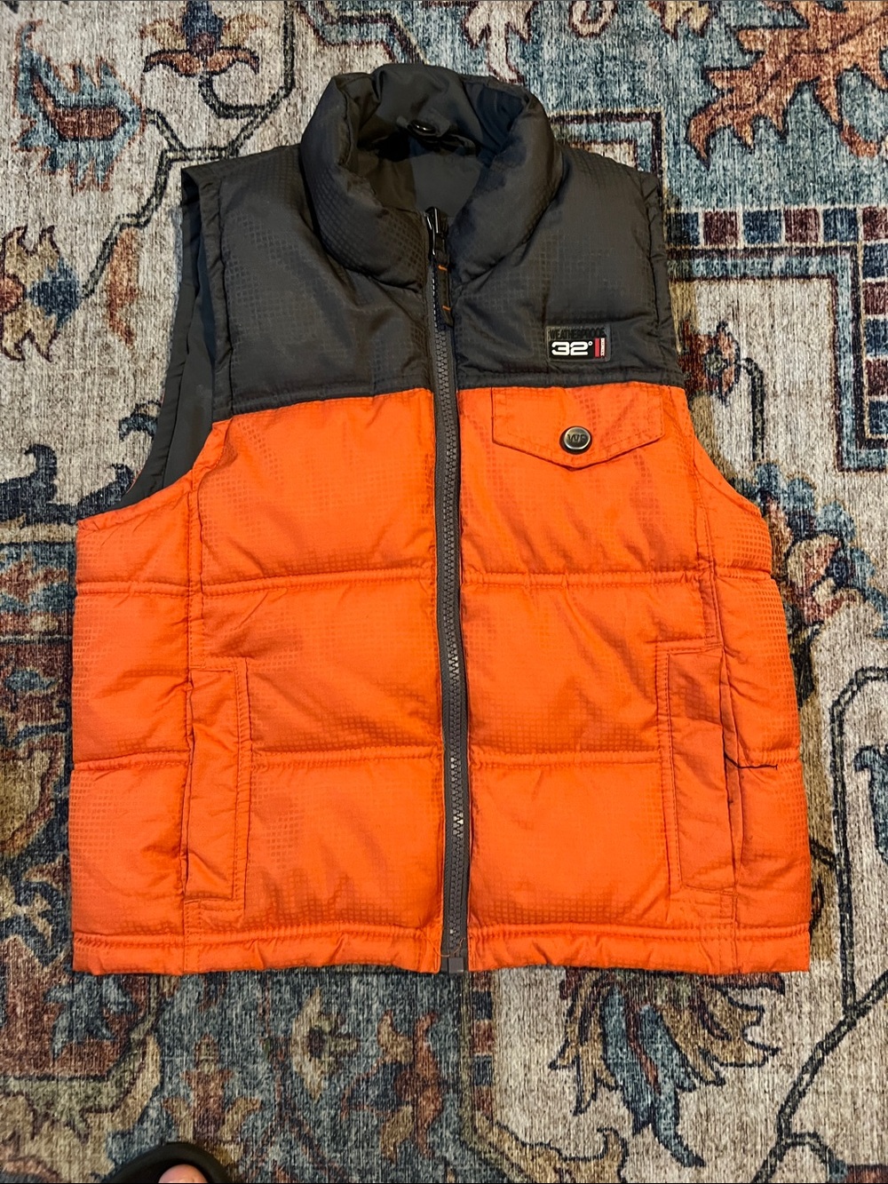 Weatherproof Orange and Black Quilted Kids Puffer Vest